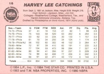 1984-85 Star #16 Harvey Catchings Back