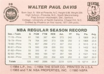 1984-85 Star #39 Walter Davis Back