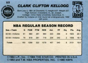 1984-85 Star #52 Clark Kellogg Back