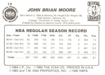 1984-85 Star #72 Johnny Moore Back