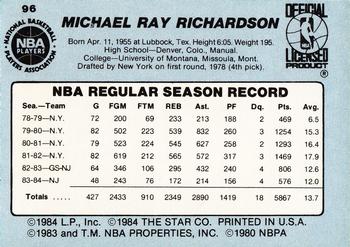 1984-85 Star #96 Micheal Ray Richardson Back