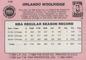1984-85 Star #112 Orlando Woolridge Back