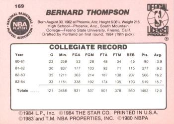 1984-85 Star #169 Bernard Thompson Back