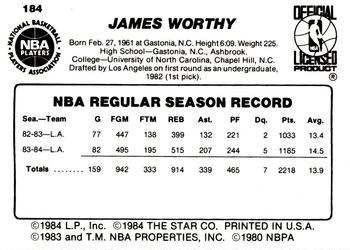 1984-85 Star #184 James Worthy Back