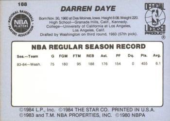 1984-85 Star #188 Darren Daye Back