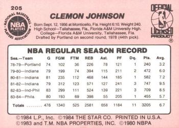 1984-85 Star #205 Clemon Johnson Back