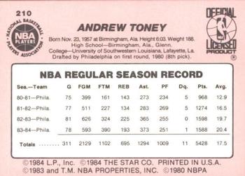 1984-85 Star #210 Andrew Toney Back