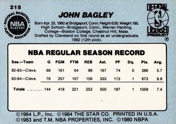 1984-85 Star #215 John Bagley Back