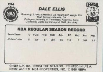 1984-85 Star #254 Dale Ellis Back