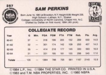 1984-85 Star #257 Sam Perkins Back