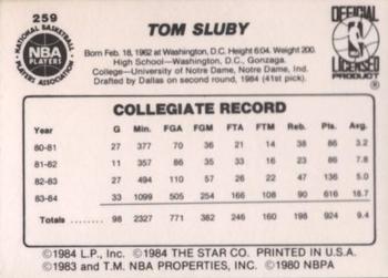 1984-85 Star #259 Tom Sluby Back