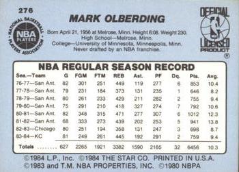 1984-85 Star #276 Mark Olberding Back