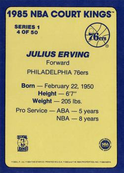 1984-85 Star Court Kings #4 Julius Erving Back