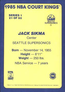 1984-85 Star Court Kings #21 Jack Sikma Back