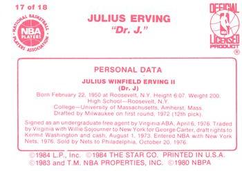 1984-85 Star Julius Erving #17 Julius Erving Back