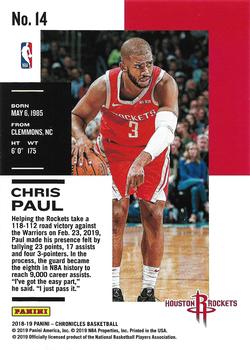 2018-19 Panini Chronicles #14 Chris Paul Back