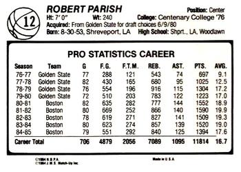 1985-86 JMS #12 Robert Parish Back