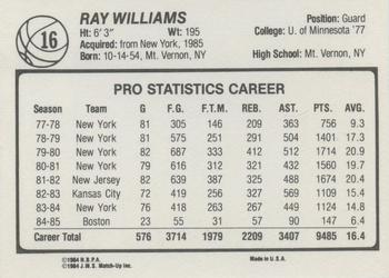 1985-86 JMS #16 Ray Williams Back
