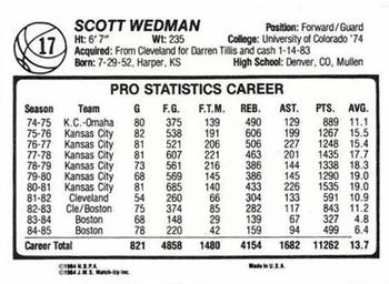 1985-86 JMS #17 Scott Wedman Back