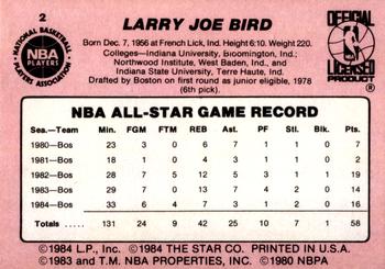 1985 Star Crunch ‘N Munch All-Stars #2 Larry Bird Back