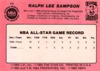1985 Star Crunch ‘N Munch All-Stars #11 Ralph Sampson Back