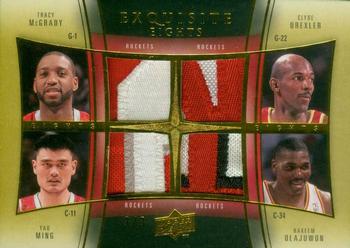 2009-10 Upper Deck Exquisite Collection - Eights Patches #ROCKETS Aaron Brooks / Carl Landry / Luis Scola / Clyde Drexler / Tracy McGrady / Dikembe Mutombo / Hakeem Olajuwon / Yao Ming Front