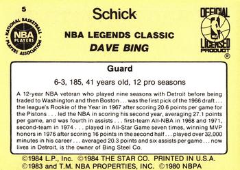 1985 Star Schick Legends #5 Dave Bing Back