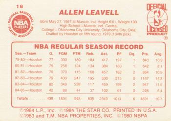 1985-86 Star #19 Allen Leavell Back