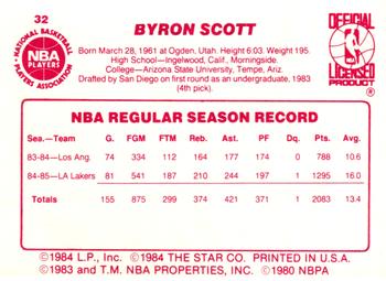 1985-86 Star #32 Byron Scott Back