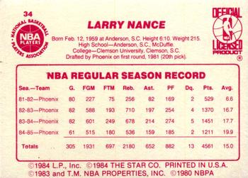 1985-86 Star #34 Larry Nance Back