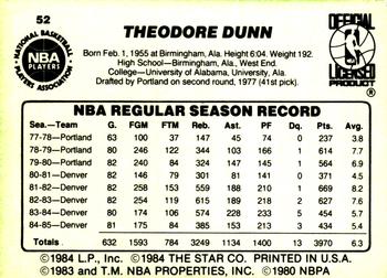 1985-86 Star #52 T.R. Dunn Back