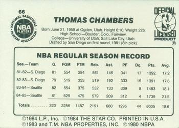 1985-86 Star #66 Tom Chambers Back
