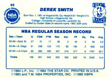 1985-86 Star #92 Derek Smith Back