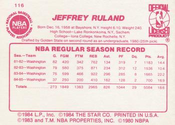 1985-86 Star #116 Jeff Ruland Back