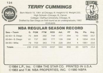 1985-86 Star #124 Terry Cummings Back