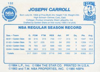 1985-86 Star #132 Joe Barry Carroll Back