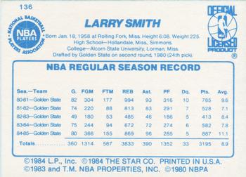 1985-86 Star #136 Larry Smith Back