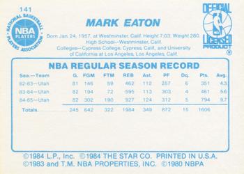 1985-86 Star #141 Mark Eaton Back