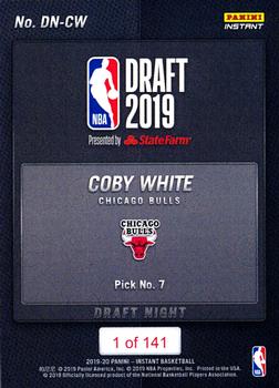 2019-20 Panini Instant NBA Draft Night #DN-CW Coby White Back
