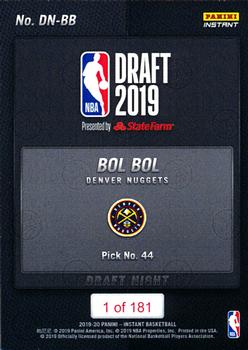 2019-20 Panini Instant NBA Draft Night #DN-BB Bol Bol Back