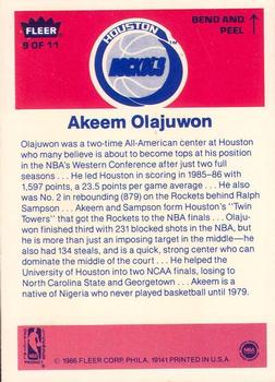 1986-87 Fleer - Stickers #9 Akeem Olajuwon Back