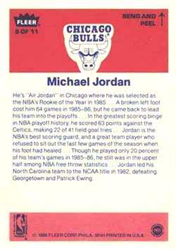 1986-87 Fleer - Stickers #8 Michael Jordan Back