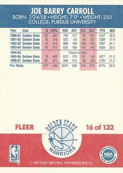 1987-88 Fleer #16 Joe Barry Carroll Back