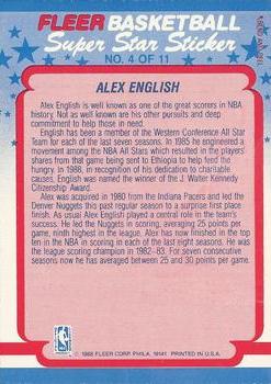 1988-89 Fleer - Stickers #4 Alex English Back