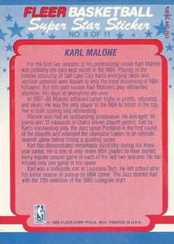 1988-89 Fleer - Stickers #8 Karl Malone Back