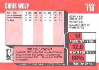 1989-90 Fleer #118 Chris Welp Back