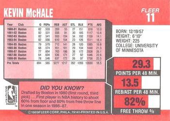 1989-90 Fleer #11 Kevin McHale Back