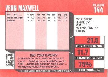 1989-90 Fleer #144 Vern Maxwell Back