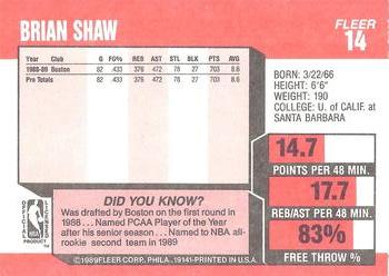 1989-90 Fleer #14 Brian Shaw Back