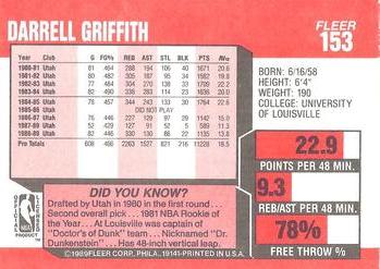 1989-90 Fleer #153 Darrell Griffith Back